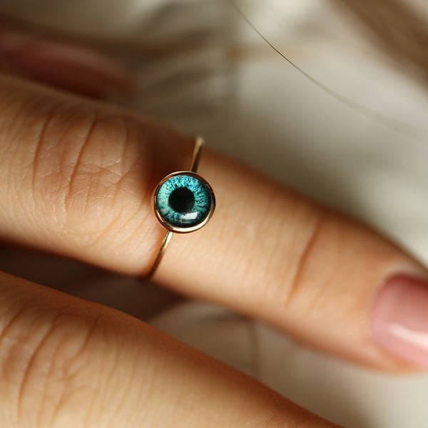 Mavi Göz Iris Altın Yüzük