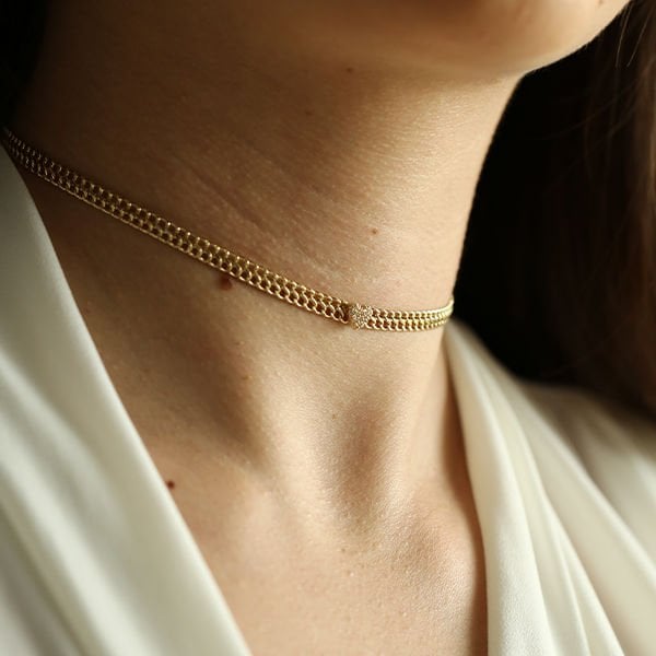 Kalp Detaylı Zincir Altın Kolye