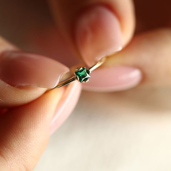 tourmalin  Yeşil Taşlı Altın Yüzük