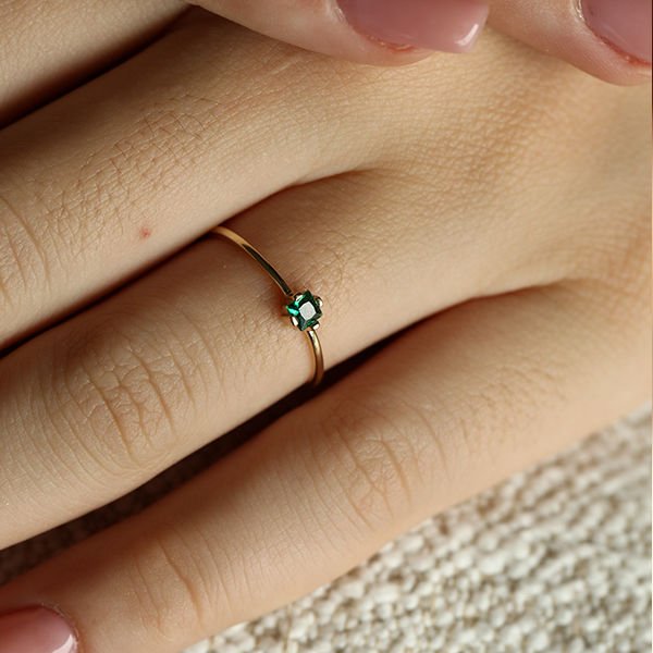 tourmalin  Yeşil Taşlı Altın Yüzük