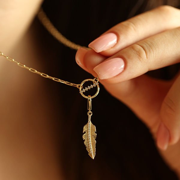 Cercle Feather Altın Kolye