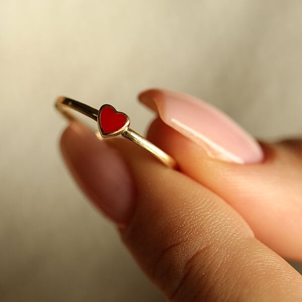 Red Passion Heart Altın Yüzük
