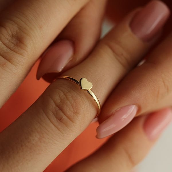 Minimal Heart Altın Yüzük