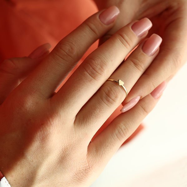 Minimal Heart Altın Yüzük