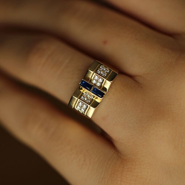 Victorian Taş Detaylı Altın Yüzük