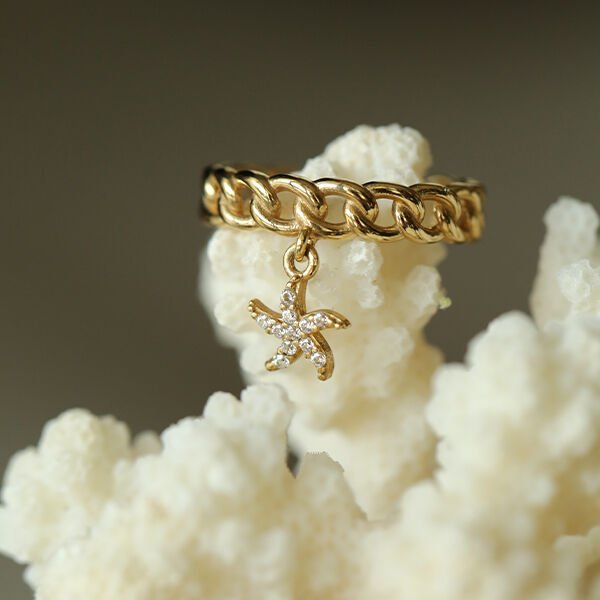 Starfish Deniz Yıldızı Figürlü Altın Yüzük