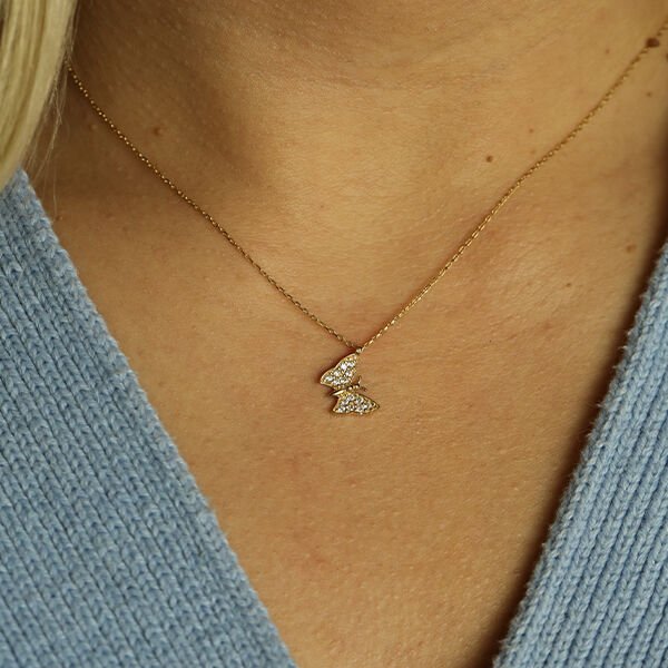 Butterfly Kelebek Tasarım Altın Kolye