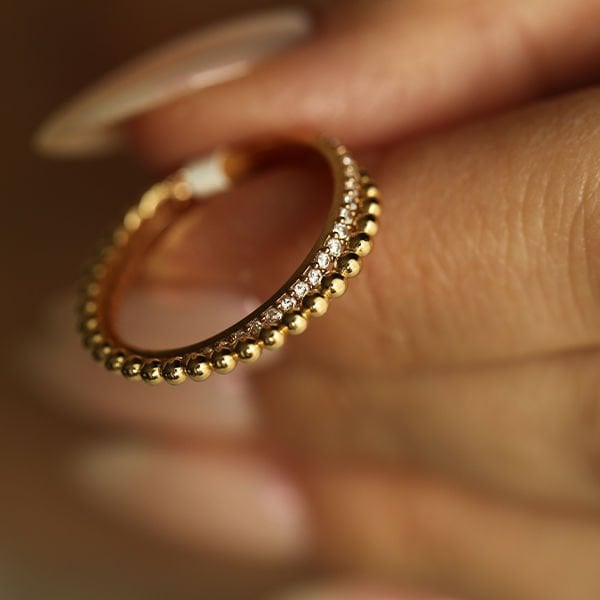 Tomurcuk Çapraz Taşlı Altın Yüzük