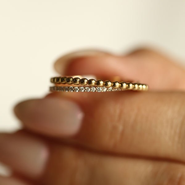 Tomurcuk Çapraz Taşlı Altın Yüzük