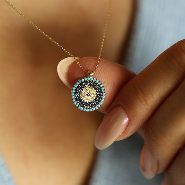 Nazar Boncuğu Tasarım Altın Kolye