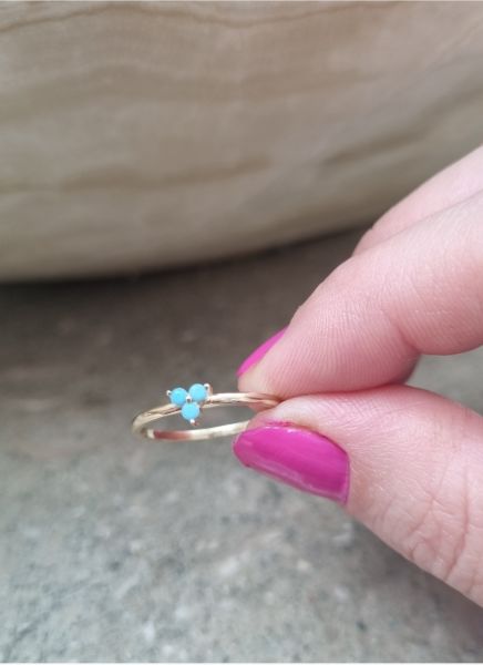 Firuze Taşlı Triangle yüzük