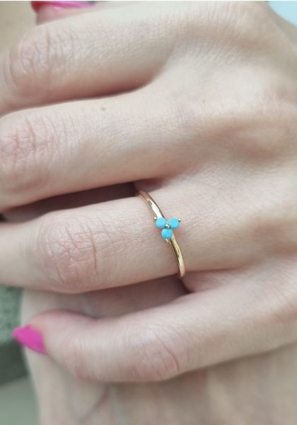 Firuze Taşlı Triangle yüzük