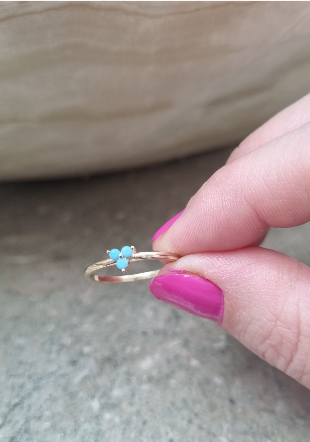 Firuze Taşlı Triangle yüzük