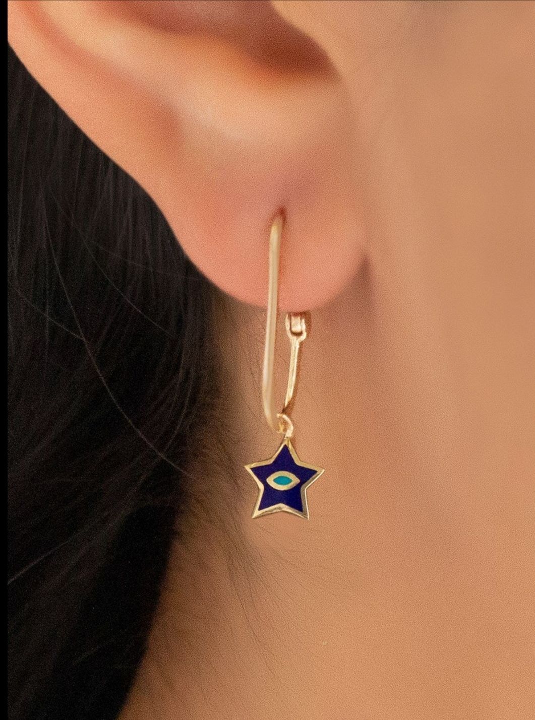 Altın Mineli Yıldız Küpe