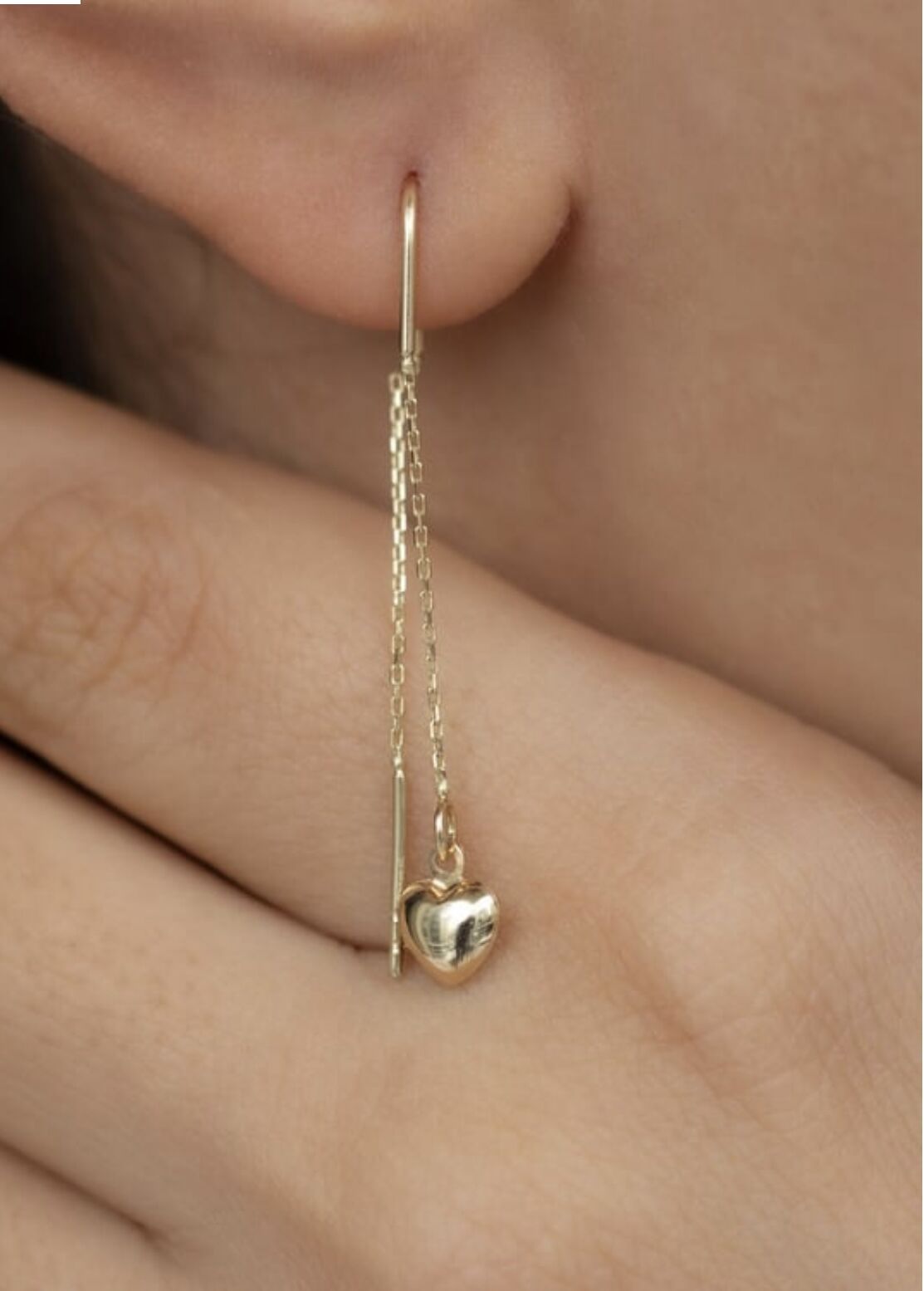 14ayar altın kalpli sallantılı küpe