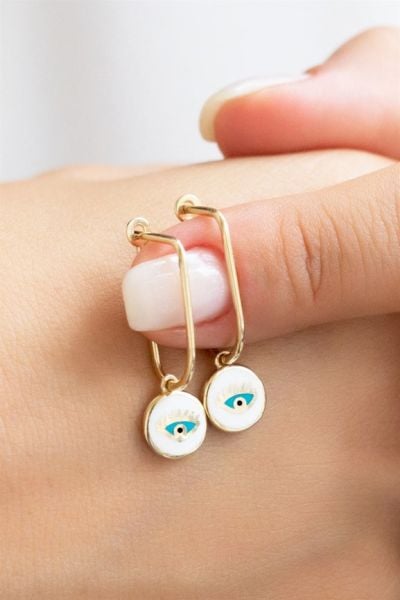 14 ayar altın kirpikli göz küpe