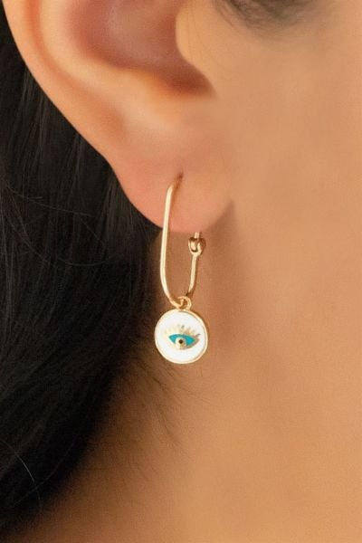 14 ayar altın kirpikli göz küpe