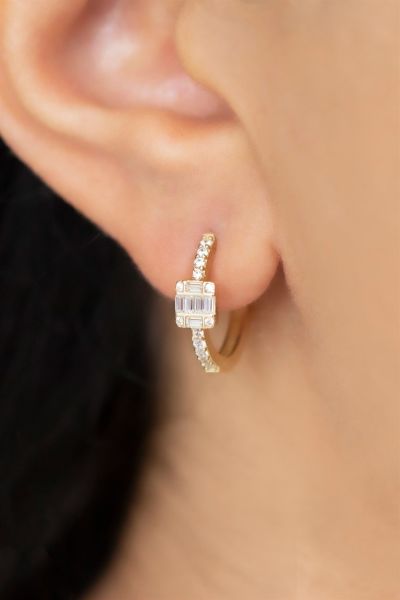 14ayar altın baget taşlı küpe