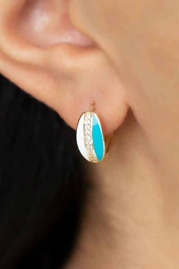 14 ayar altın mineli tasarım küpe