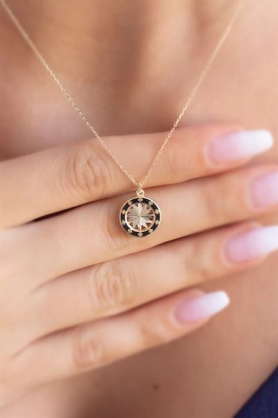 14 ayar altın mineli tasarım kolye