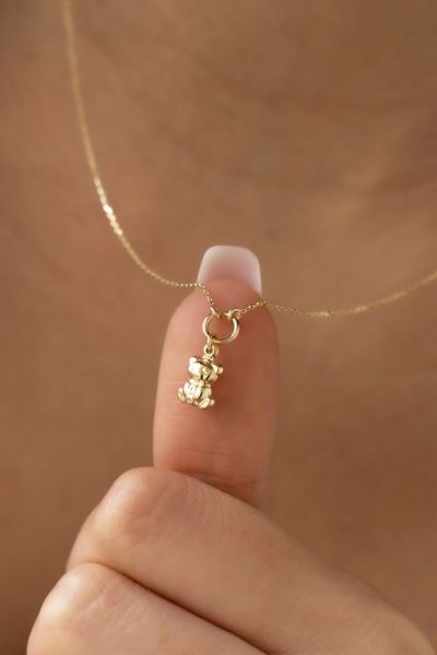14 ayar altın ayıcıklı kolye