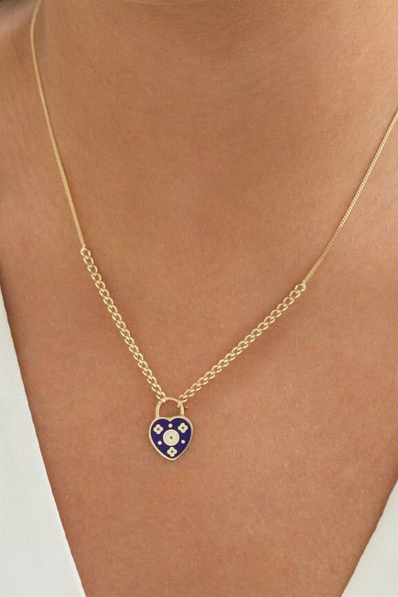 14 ayar altın nazar boncuklu kalp kolye