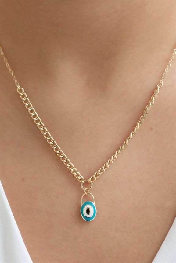 14 ayar altın çift taraflı nazar kolye