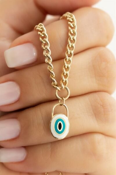 14 ayar altın çift taraflı nazar kolye