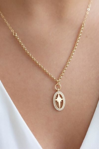 14 ayar altın şimal yıldızı kolye