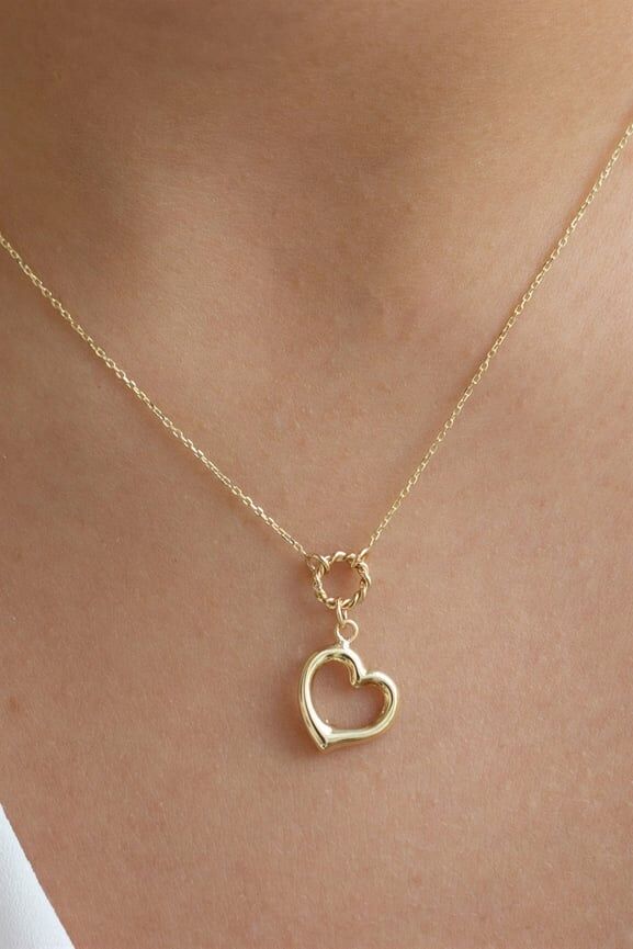 14 ayar altın kalp kolye