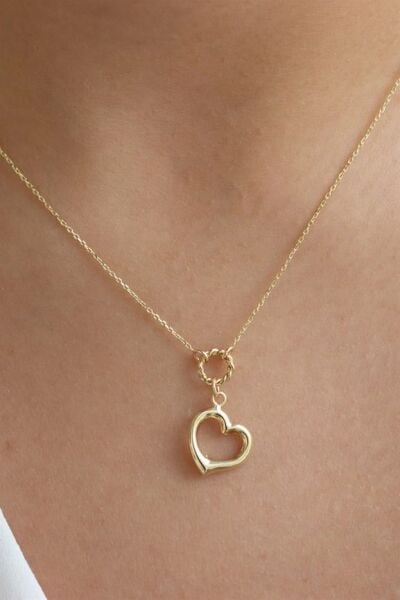 14 ayar altın kalp kolye