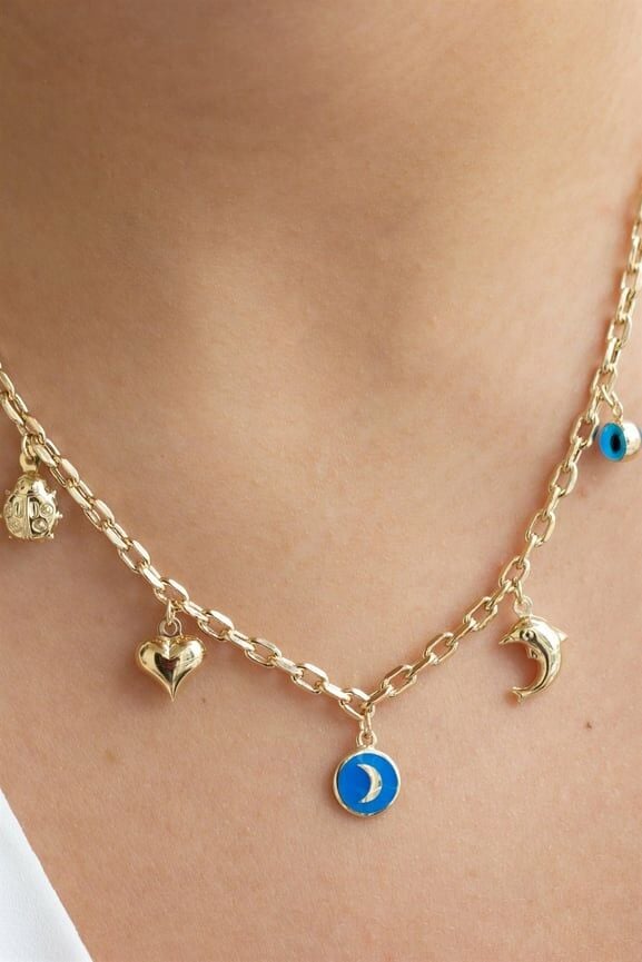 14 ayar altın charm kolye