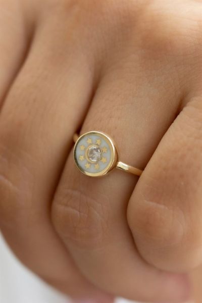 14 ayar altın mineli yıldız yüzük