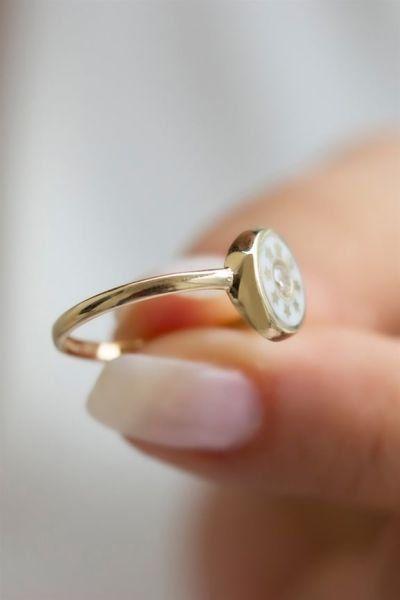 14 ayar altın mineli yıldız yüzük