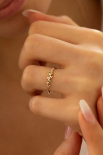 Baget taşlı zig zag yüzük