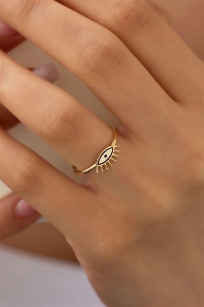 14 ayar altın kirpik yüzük