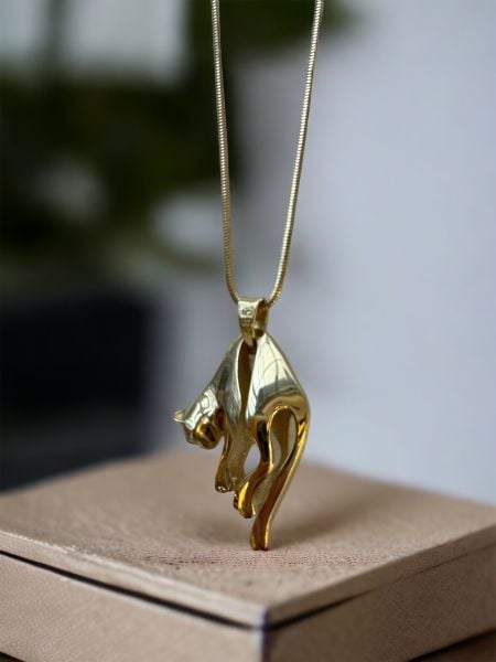 14 ayar altın tasarım panter kolye