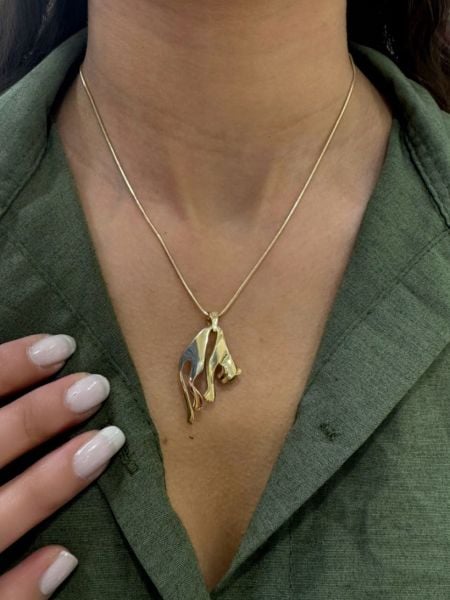 14 ayar altın tasarım panter kolye