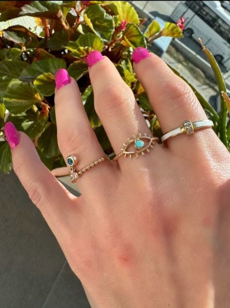 14ayar altın nazar boncuklu yüzük