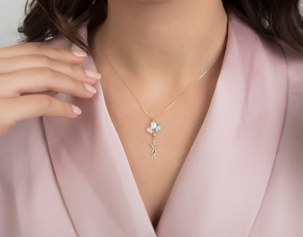 Altın Balonlu Kiz Kolye