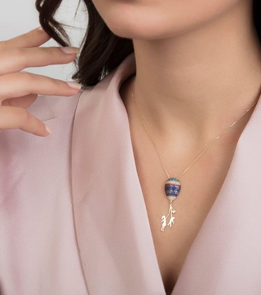 Altın Balonlu Kiz Kolye