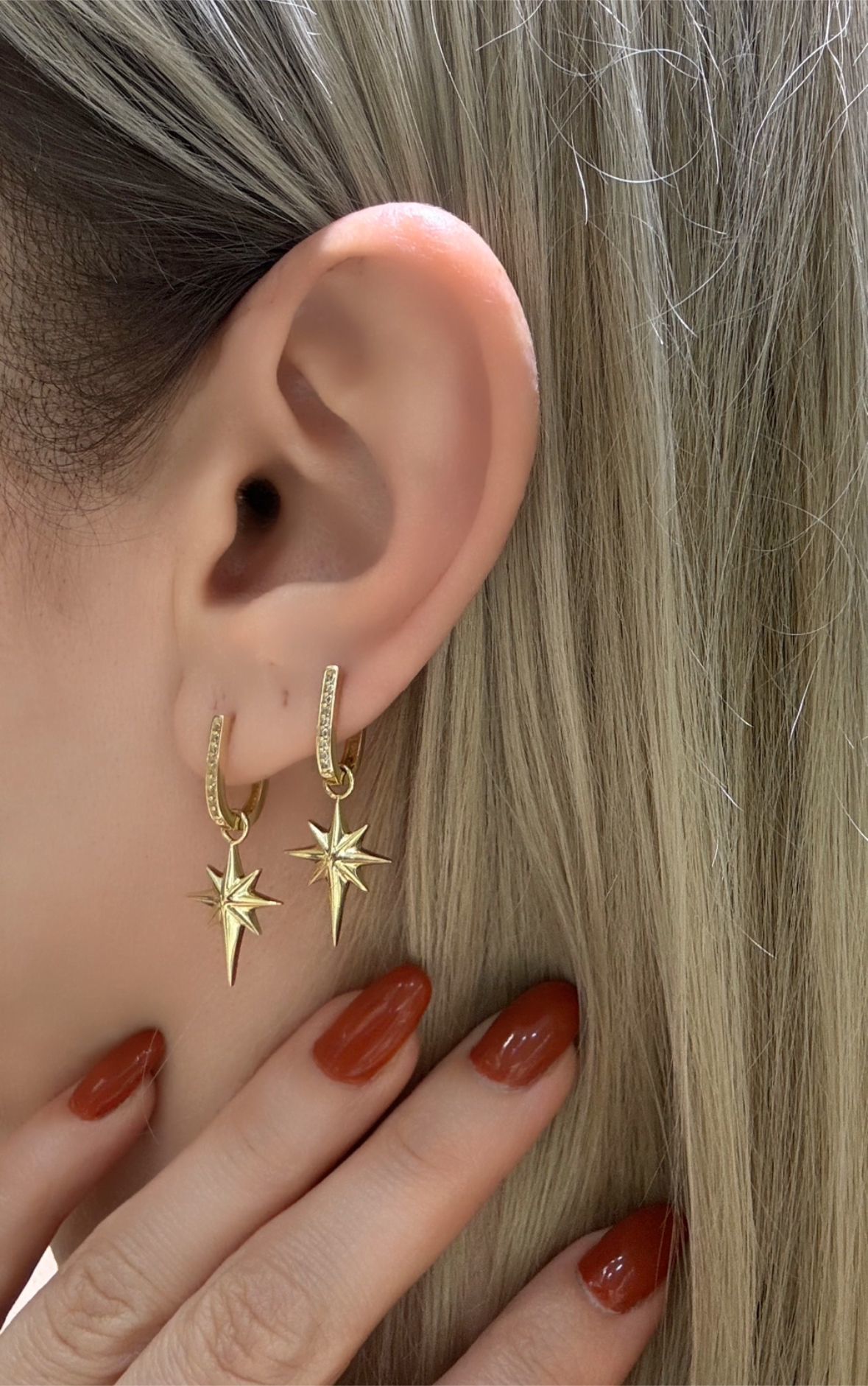 14 ayar altın kuzey yıldızı kolye