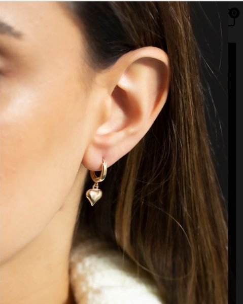 14 Ayar Altın Kalp Kupe