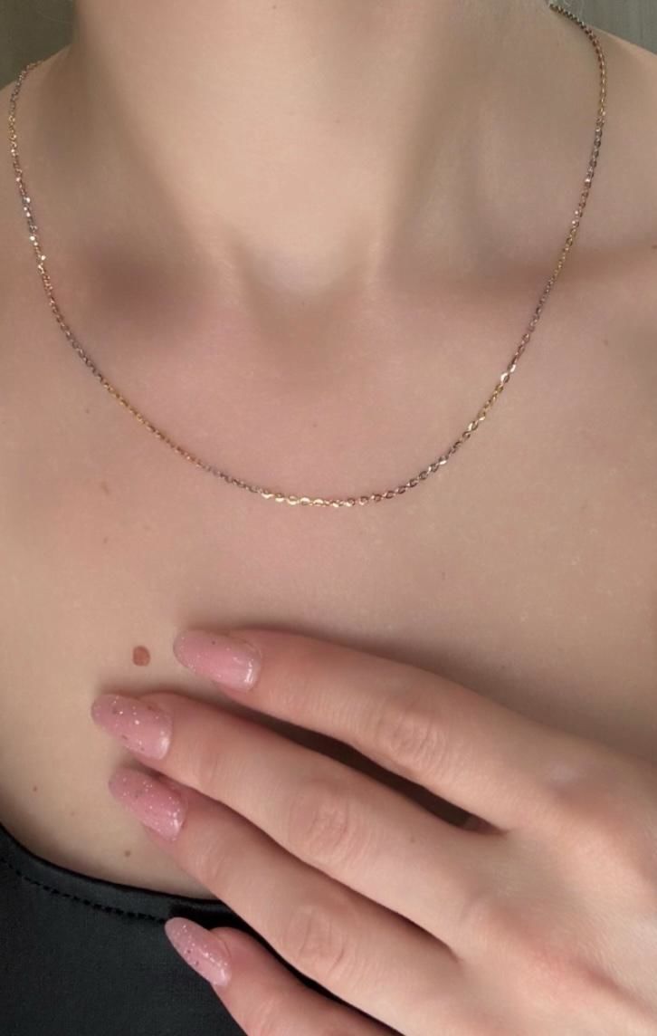 14 ayar altın tasarım 3 farklı renkli zincir