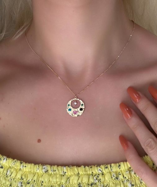 14 Ayar altın tasarım galaksi kolye