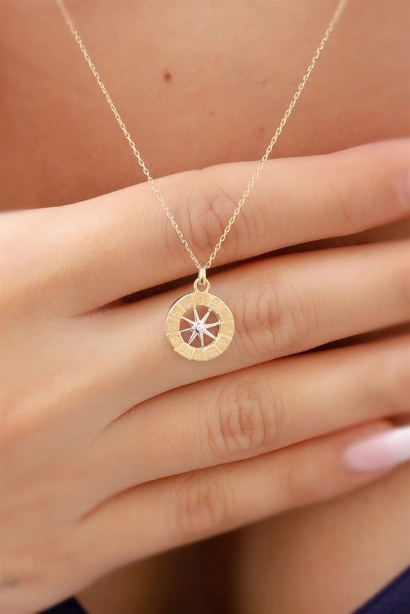 14 Ayar altın Burç Kolye