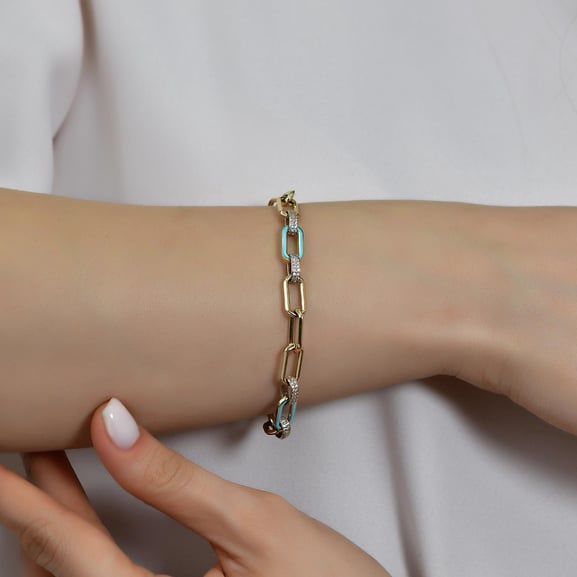 14 ayar altın Mineli Taşlı Zincir Bileklik