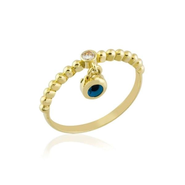 14 ayar Altın Sallantılı Nazar Boncuklu Yüzük
