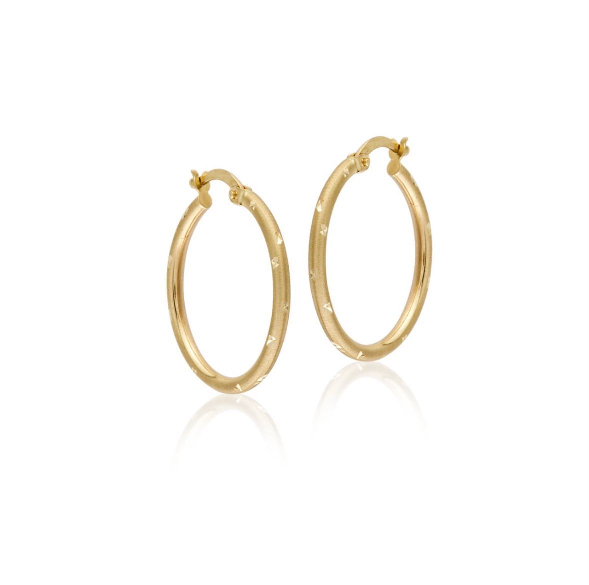 14 Ayar Altın Halka Taşlı Küpe