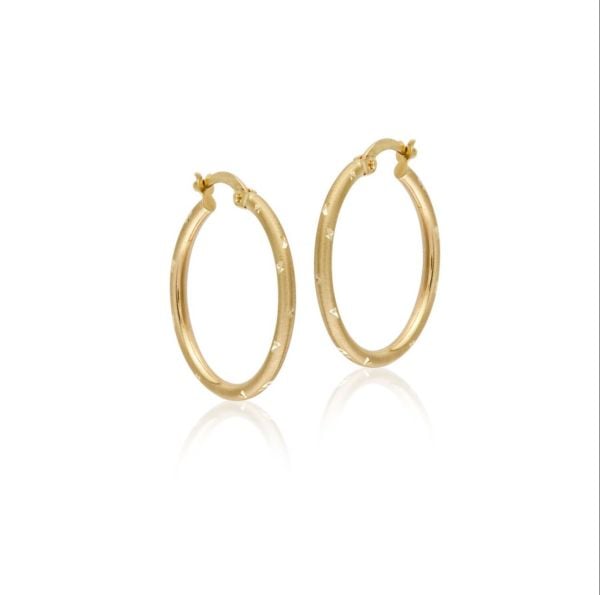 14 Ayar Altın Halka Taşlı Küpe